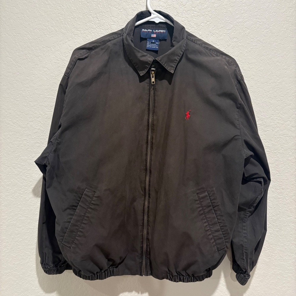 Vintage 90s Ralph Lauren Polo Sport Cotton Harrington Jacket Black Mens M